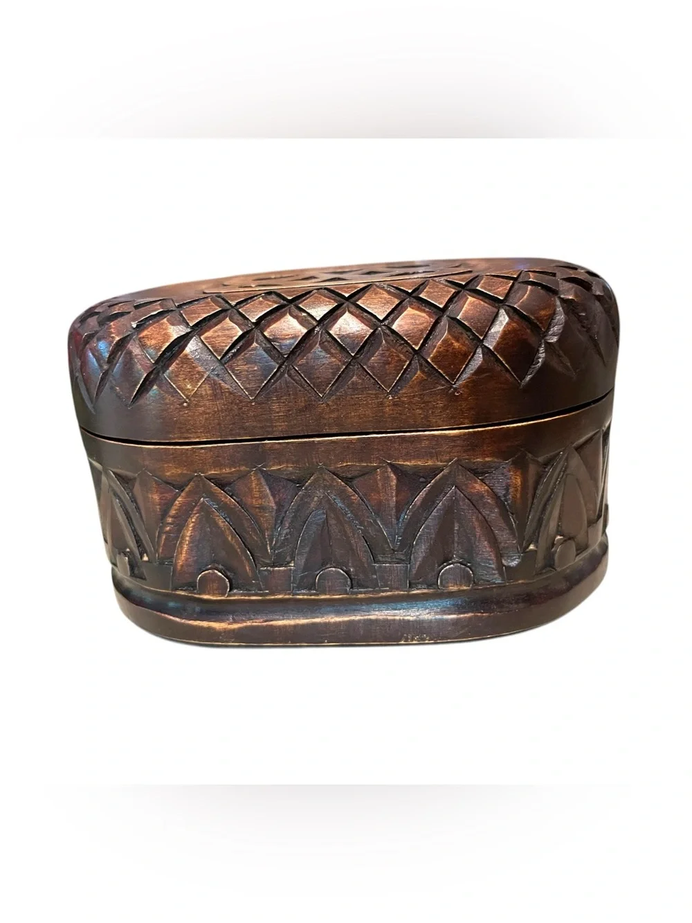 Vintage Intricate Hand Crafted Wood Jewelry Trinket Box